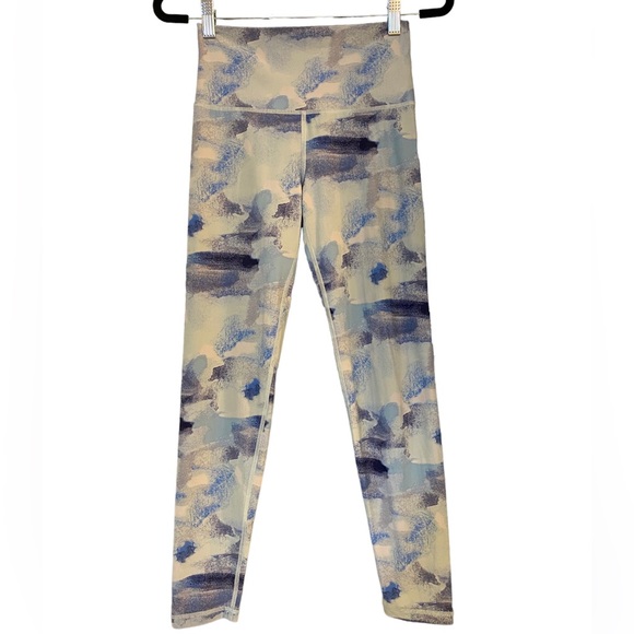 Aerie Chill Play Move Yoga Pants Leggings Blue Watercolor Abstract, Size Small - Picture 6 of 6